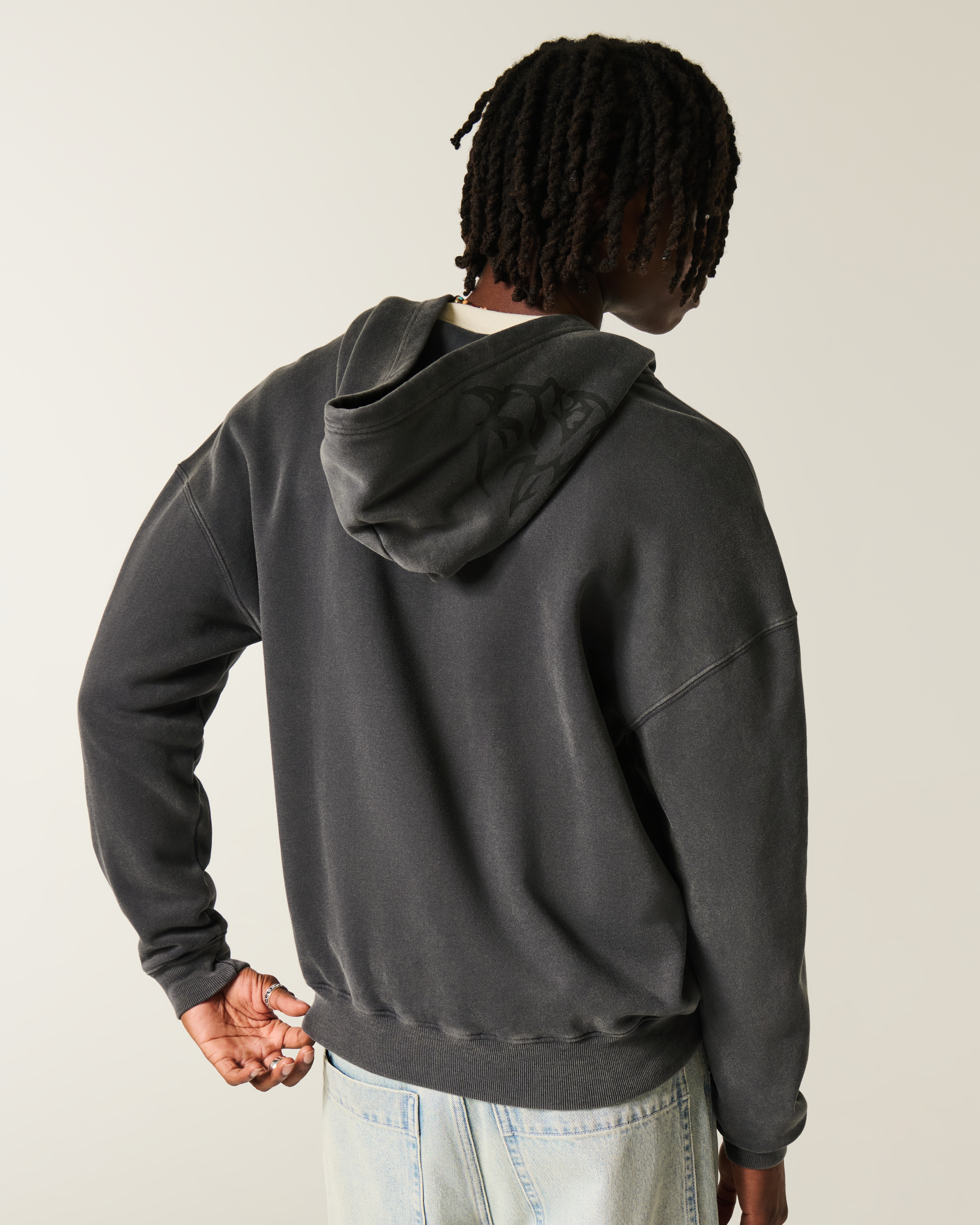Hollister Feel Good Boxy Dodge Demon Graphic Zip-Up Hoodie