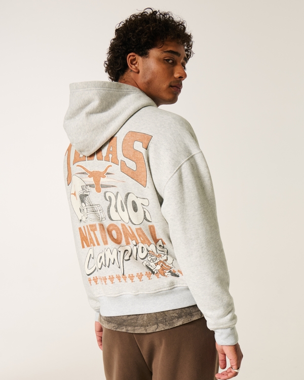 Boxy University of Texas at Austin Longhorns Graphic Hoodie, Light Heather Gray view 2