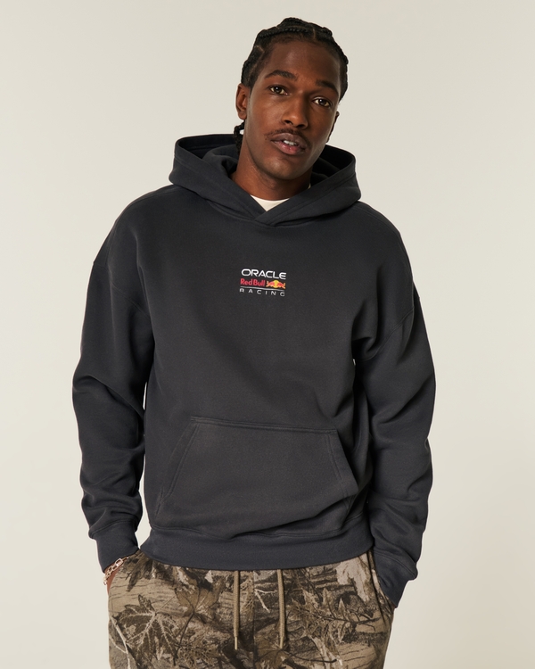 Boxy Oracle Red Bull Racing Graphic Hoodie, Faded Black view 1
