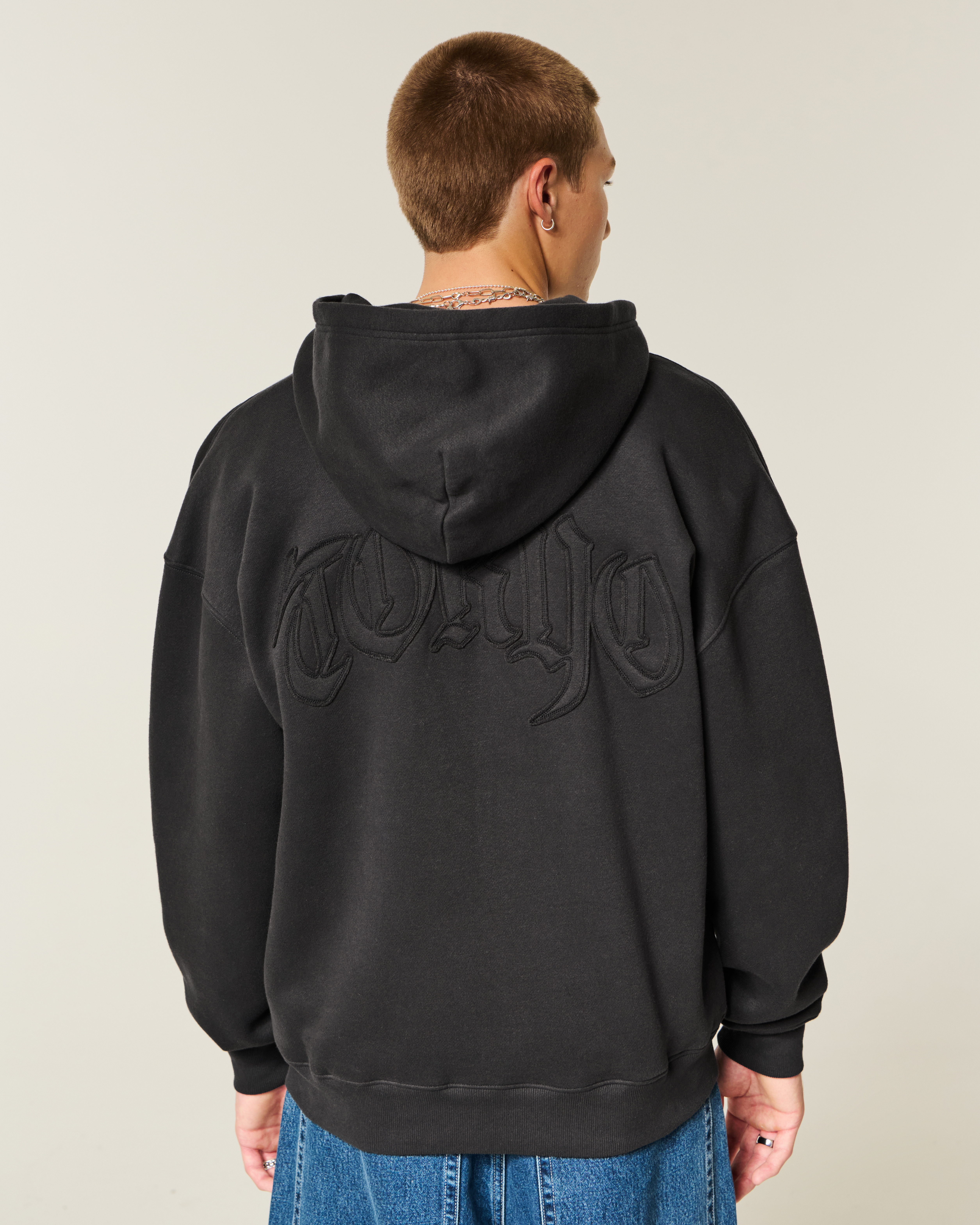 Boxy Zip-Up Tokyo Graphic Hoodie