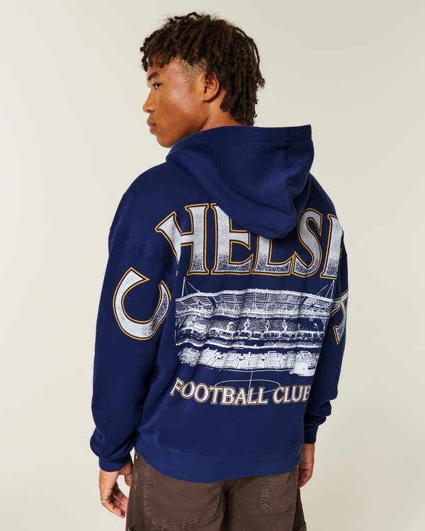 Chelsea Football Club Graphic Zip-Up Hoodie, Navy view 2