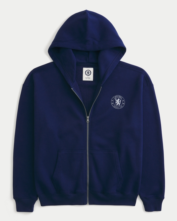 Chelsea Football Club Graphic Zip-Up Hoodie, Navy view 2