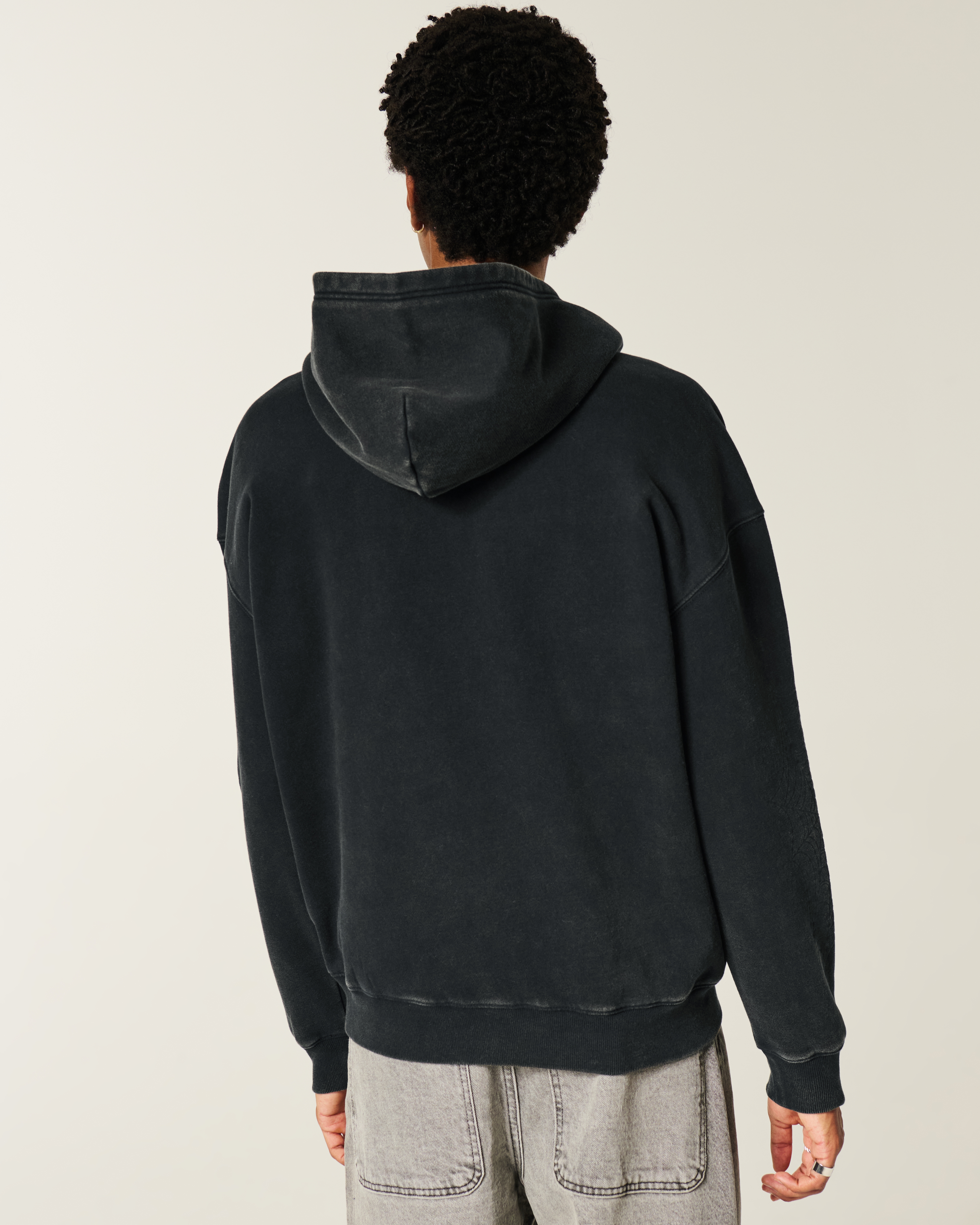 Boxy Zip-Up Spider Graphic Hoodie