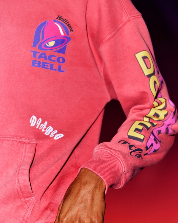 Hollister x Taco Bell Boxy Graphic Hoodie, Washed Red view 2