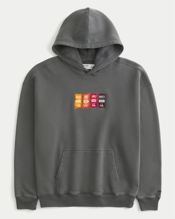Hollister x Taco Bell Boxy Graphic Hoodie, Dark Gray view 1