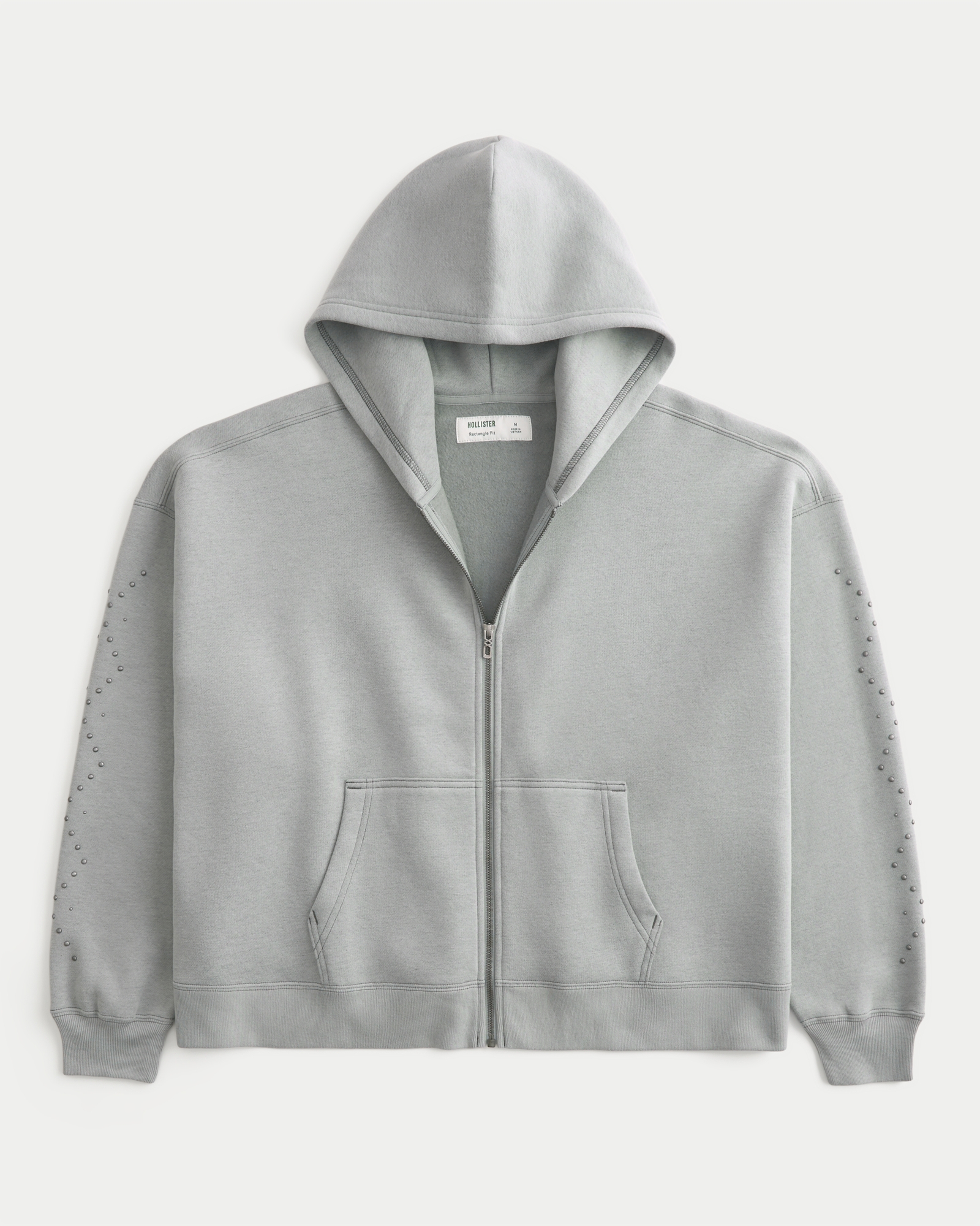 Men's Rectangle Fit Studded Zip-Up Hoodie | Men's Clearance