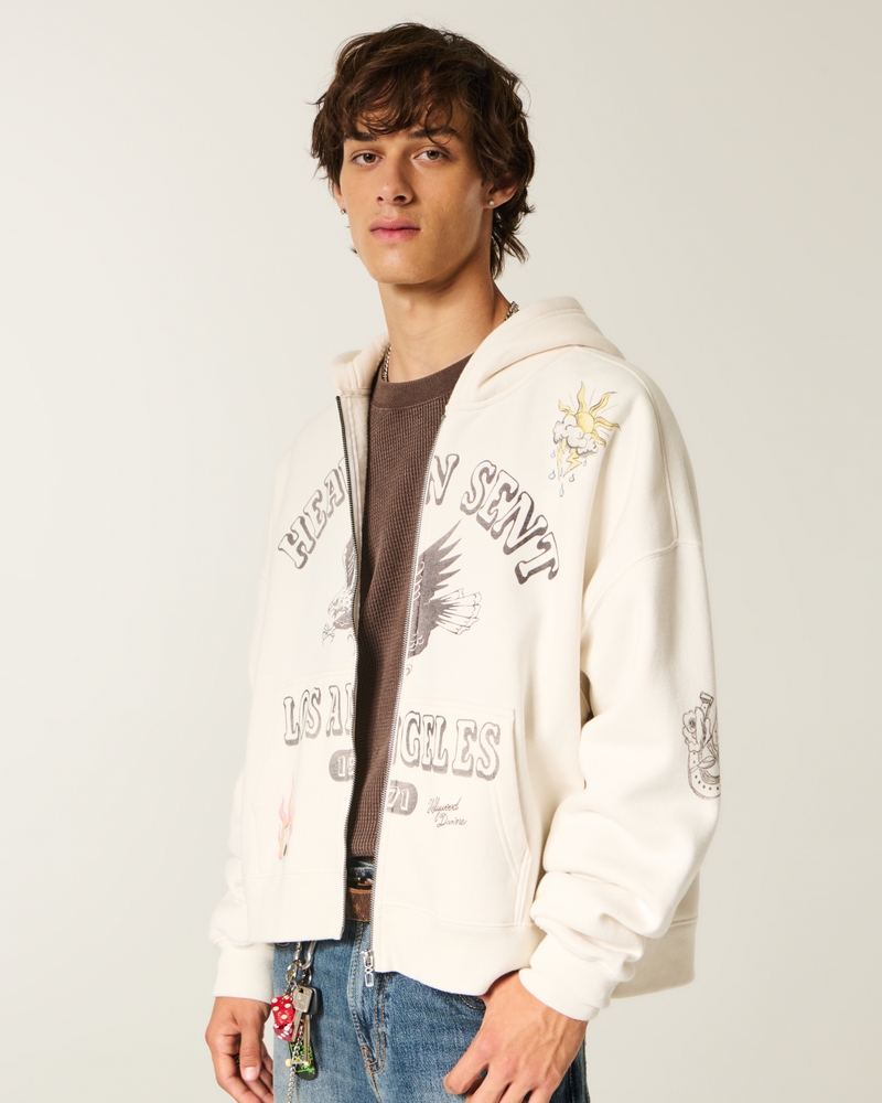 Rectangle Fit Los Angeles Graphic Zip-Up Hoodie