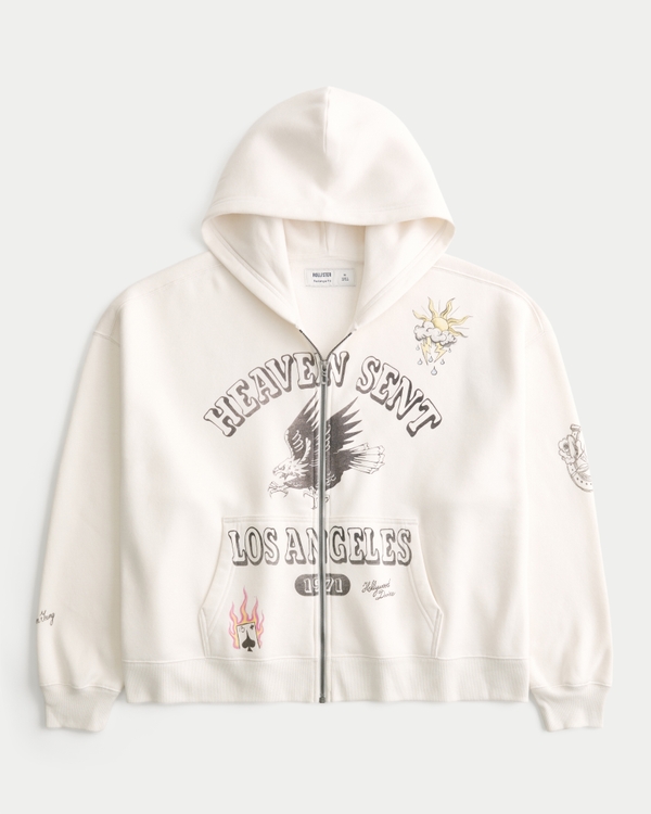 Rectangle Fit Los Angeles Graphic Zip-Up Hoodie