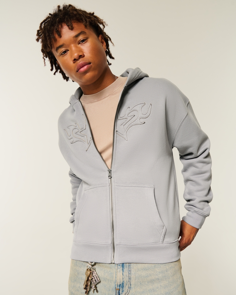 Boxy Zip-Up Ford Mustang Graphic Hoodie