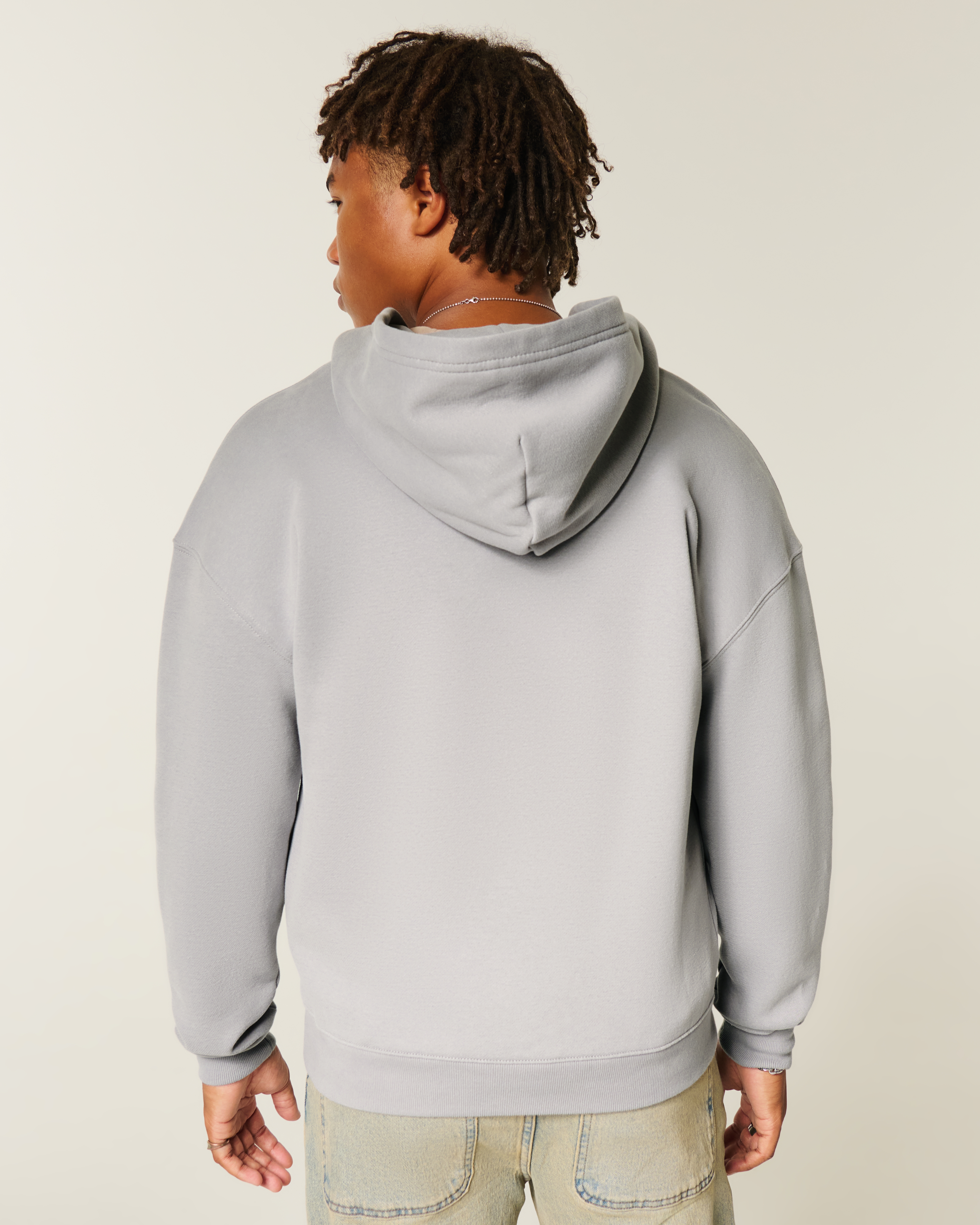 Boxy Star Flame Graphic Zip-Up Hoodie