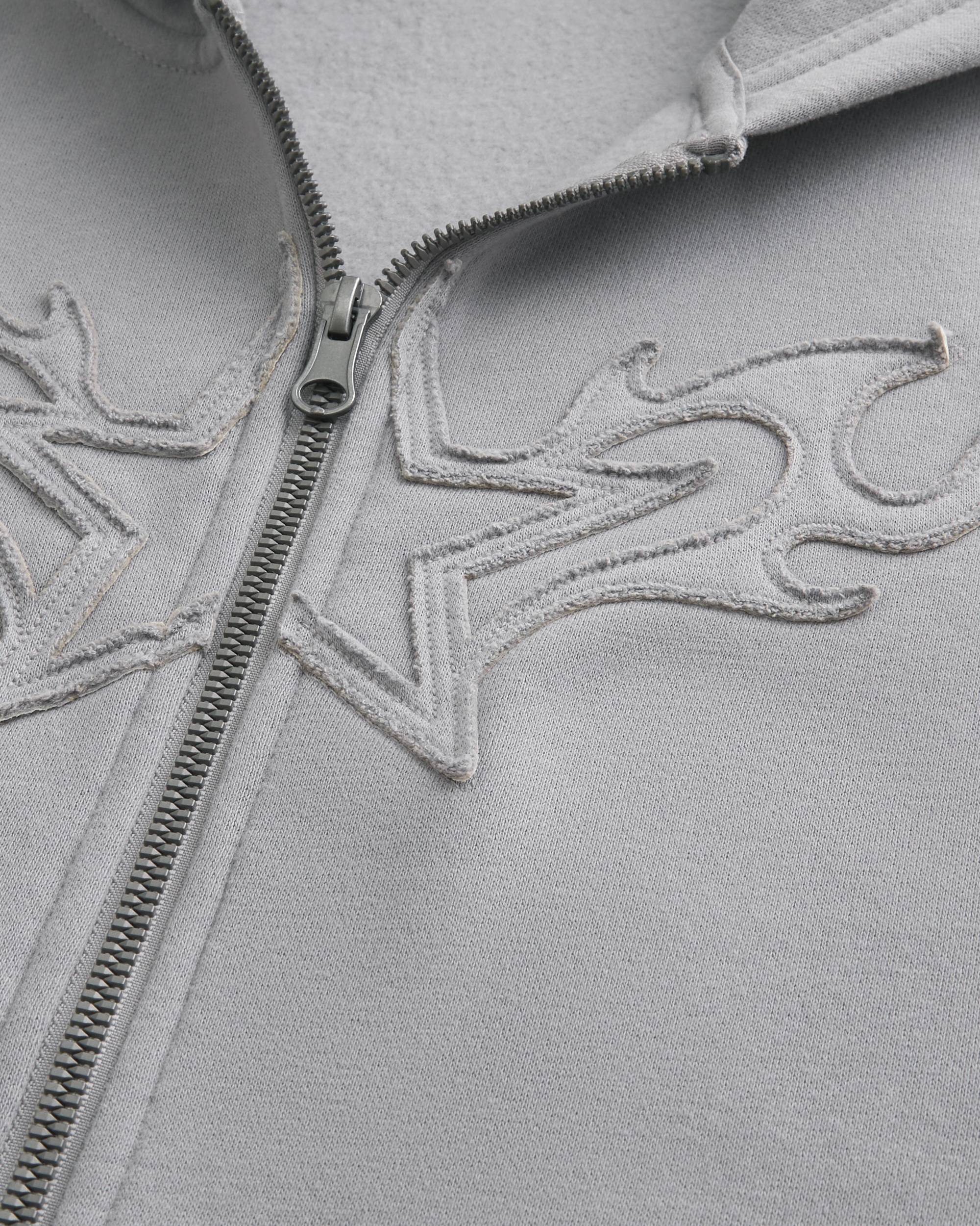 Boxy Star Flame Graphic Zip-Up Hoodie