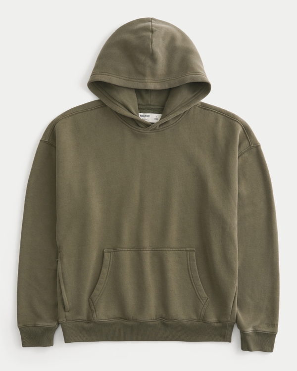 Boxy Hoodie, Washed Olive view 1