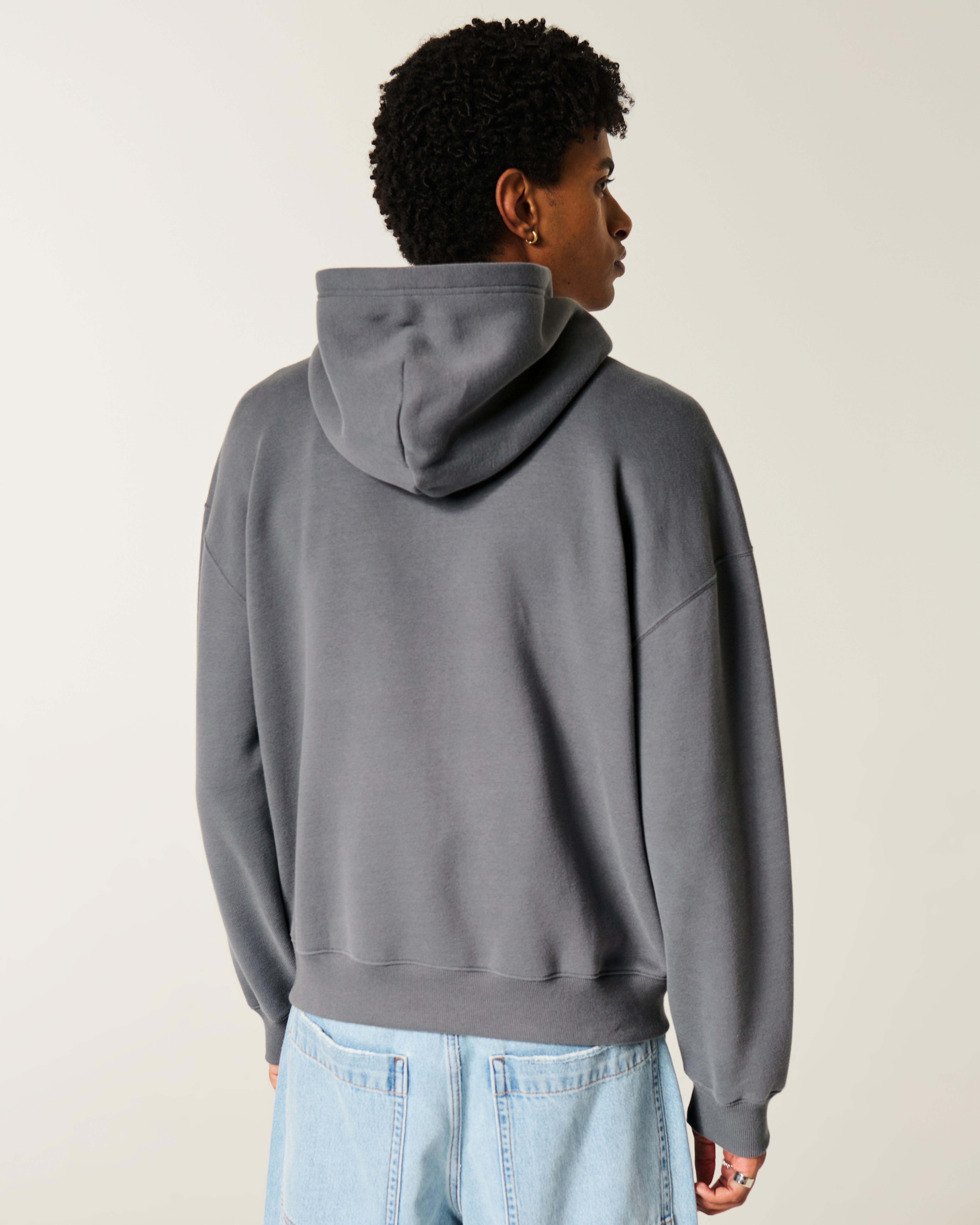 Boxy Zip-Up Number Graphic Hoodie