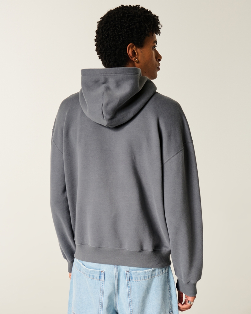 Boxy Zip-Up Number Graphic Hoodie