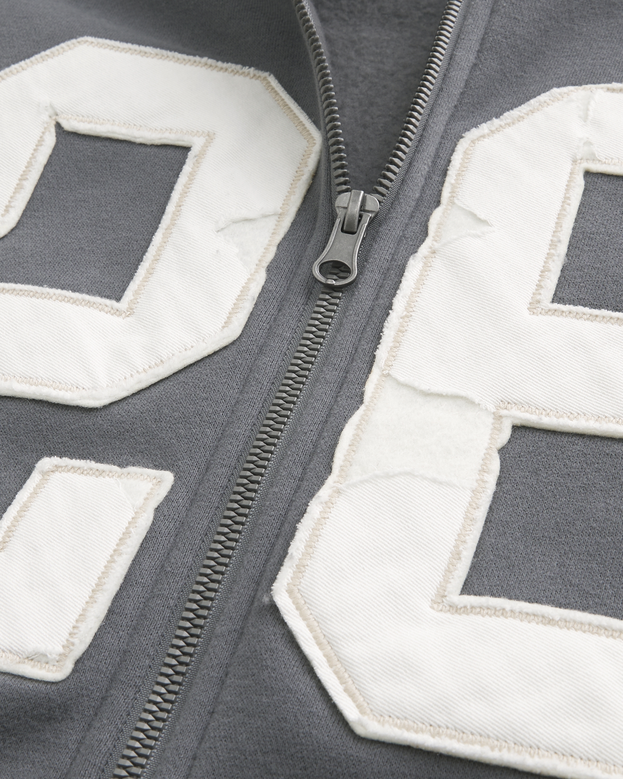 Boxy Zip-Up Number Graphic Hoodie