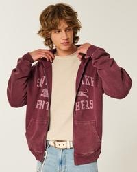 Boxy Zip-Up South Lake Panthers Graphic Hoodie