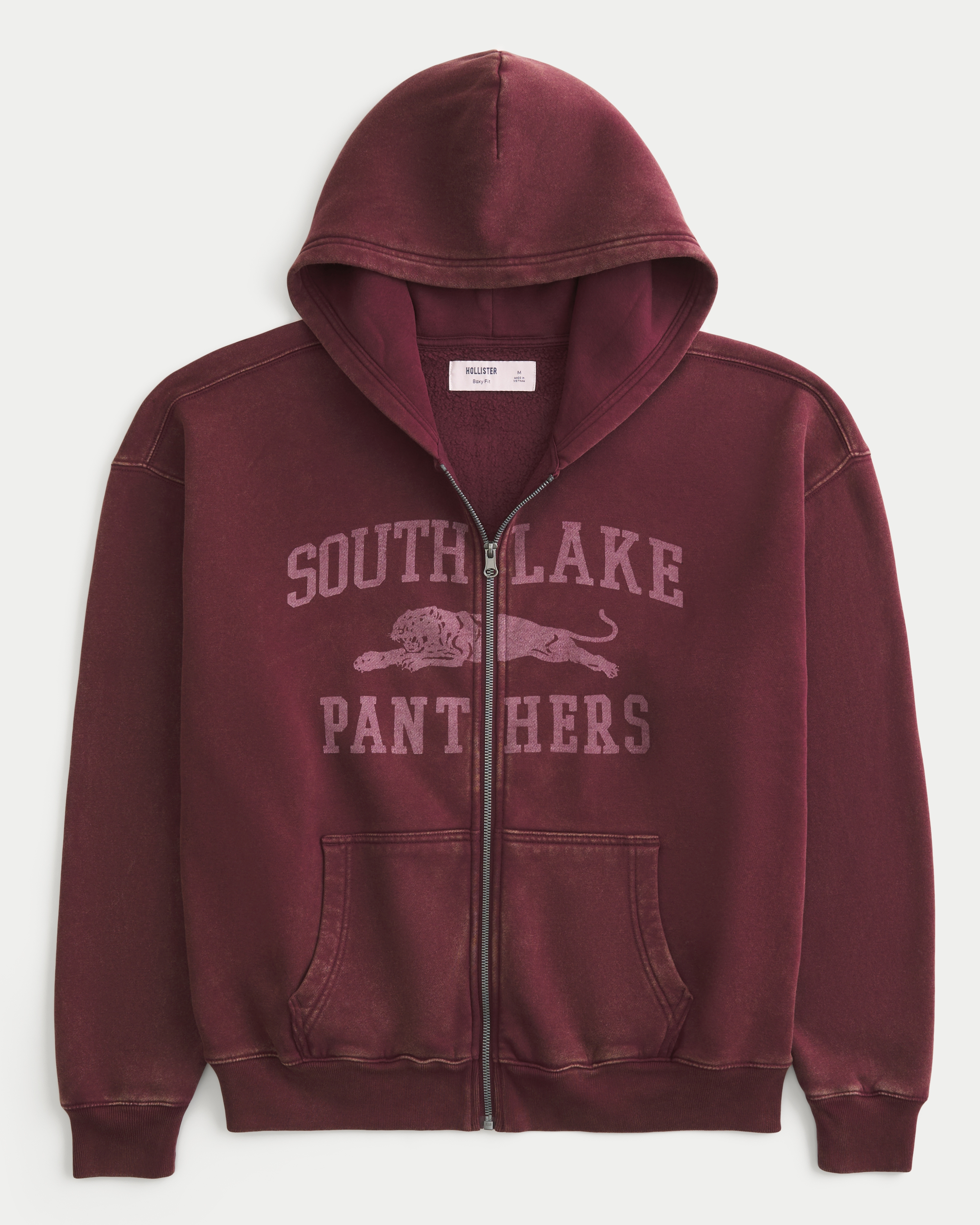 Boxy Zip-Up South Lake Panthers Graphic Hoodie