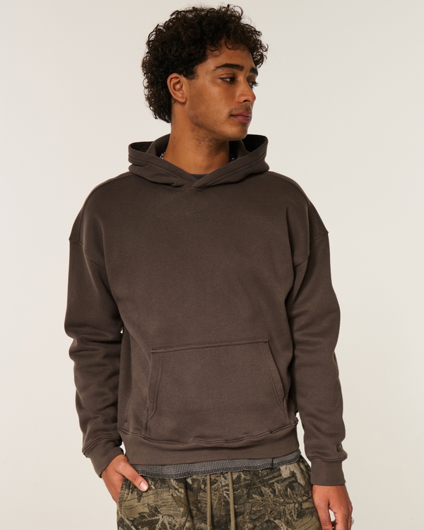 Boxy Hoodie, Dark Brown view 1