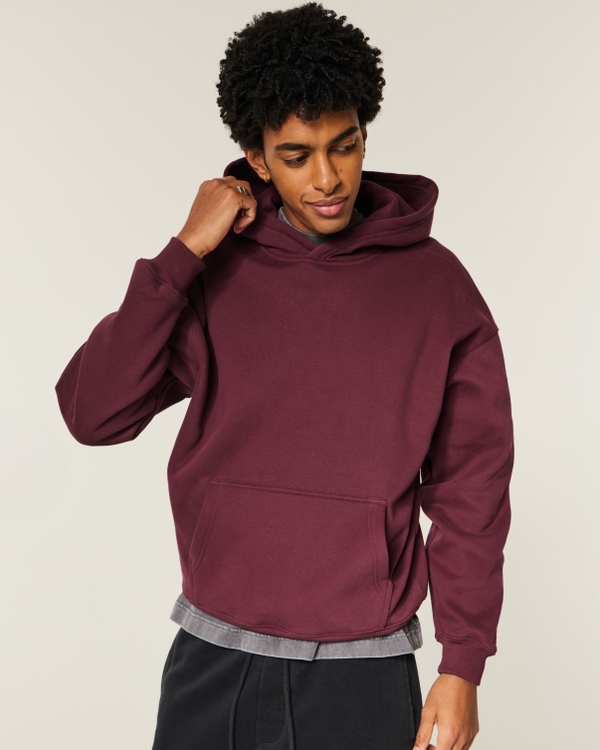 Boxy Hoodie, Burgundy view 1