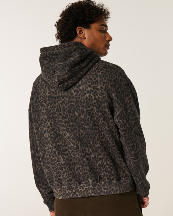 Baggy Cinch Leopard Print Hoodie
