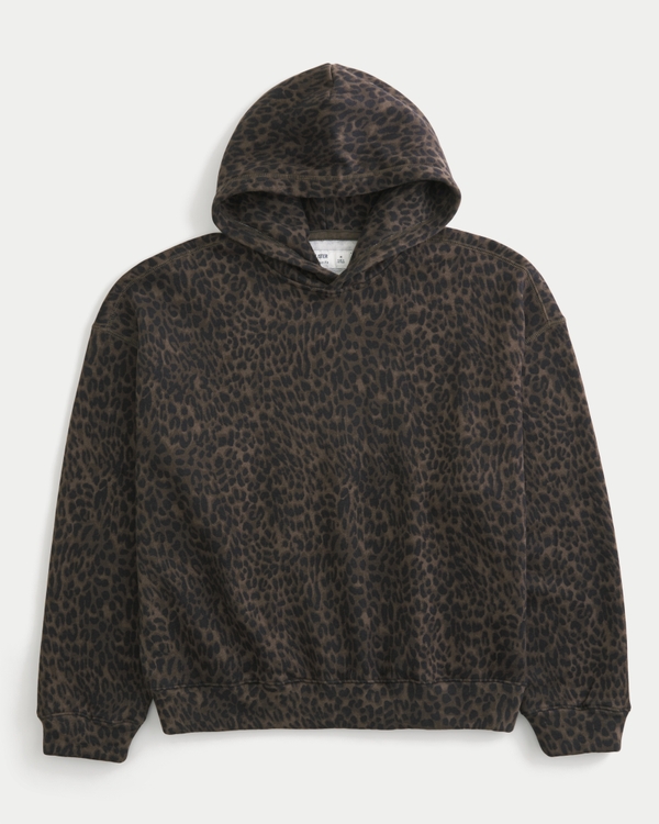 Baggy Cinch Leopard Print Hoodie