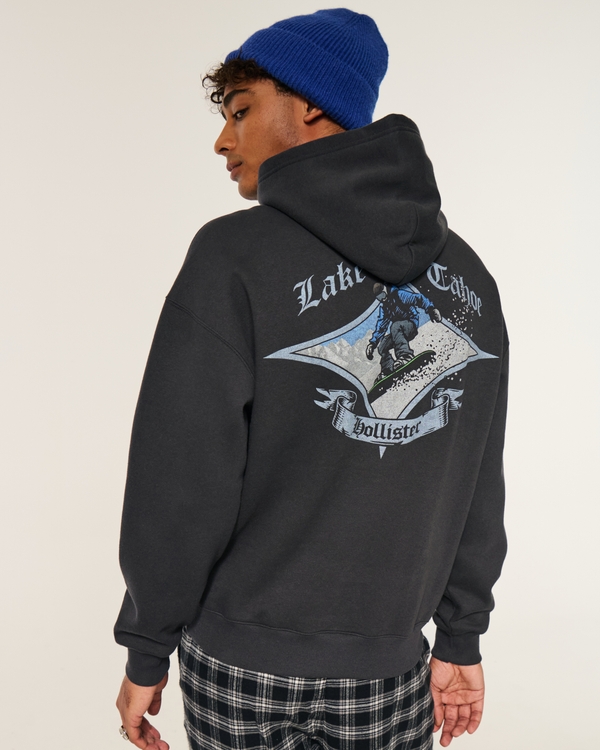 Boxy Lake Tahoe Snowboard Graphic Hoodie