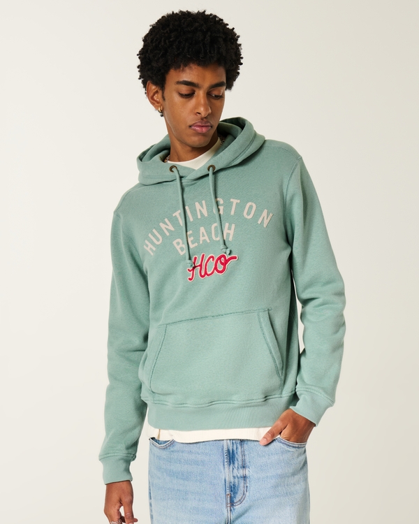 Logo Graphic Hoodie, Washed Light Green view 1