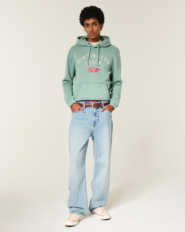 Logo Graphic Hoodie, Washed Light Green view 2