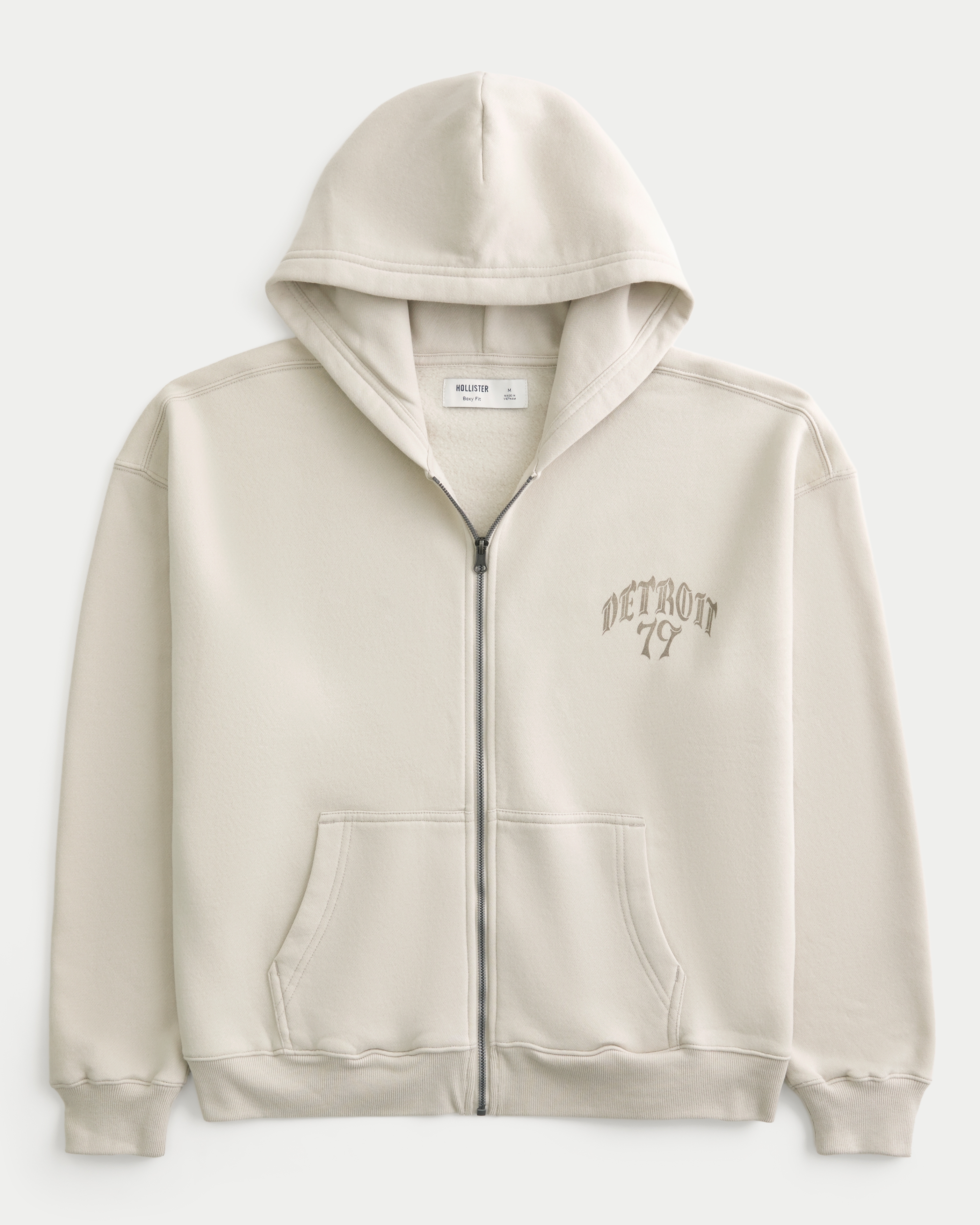 Boxy Zip-Up Detroit 79 Graphic Hoodie