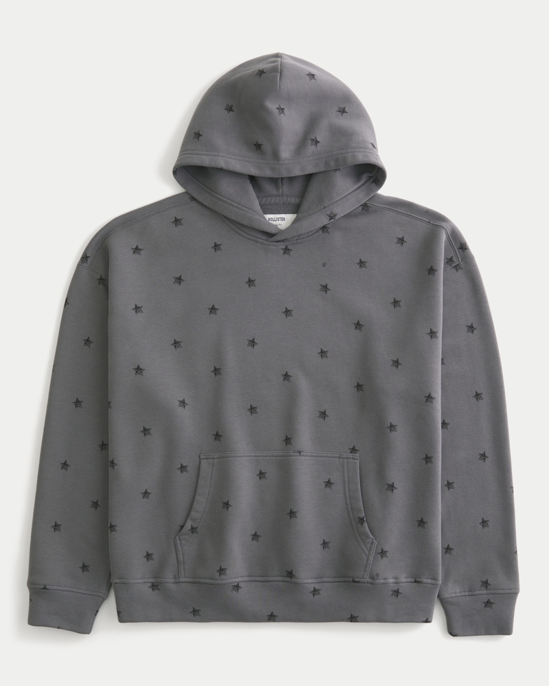 Men's Boxy Star Pattern Hoodie | Men's Clearance