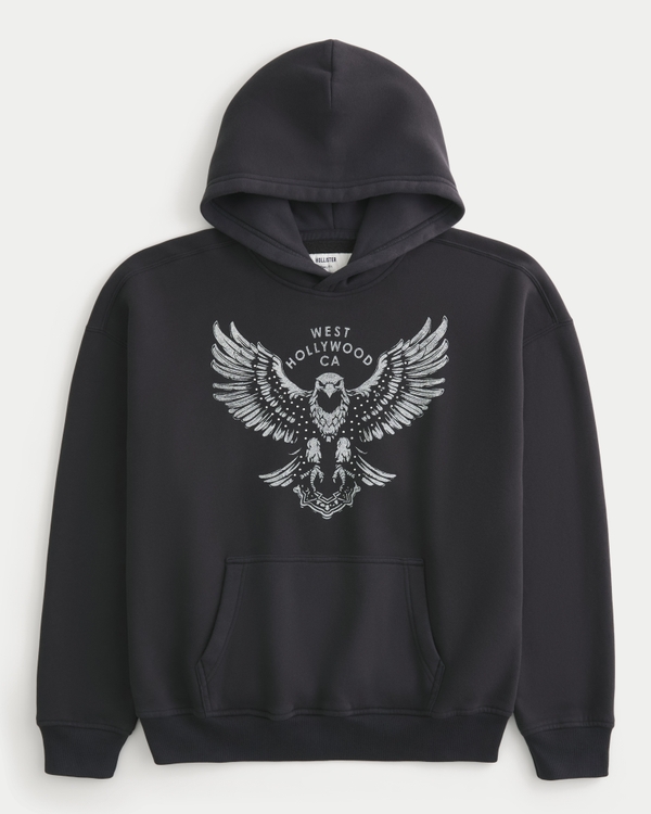 Boxy West Hollywood Graphic Hoodie, Faded Black view 1