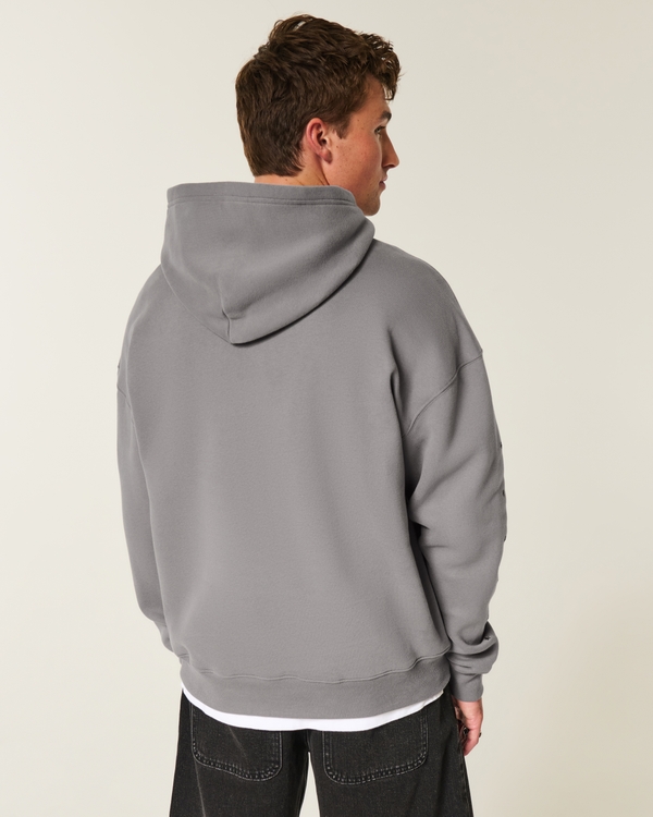 Boxy Star Detail Hoodie, Dark Gray view 2
