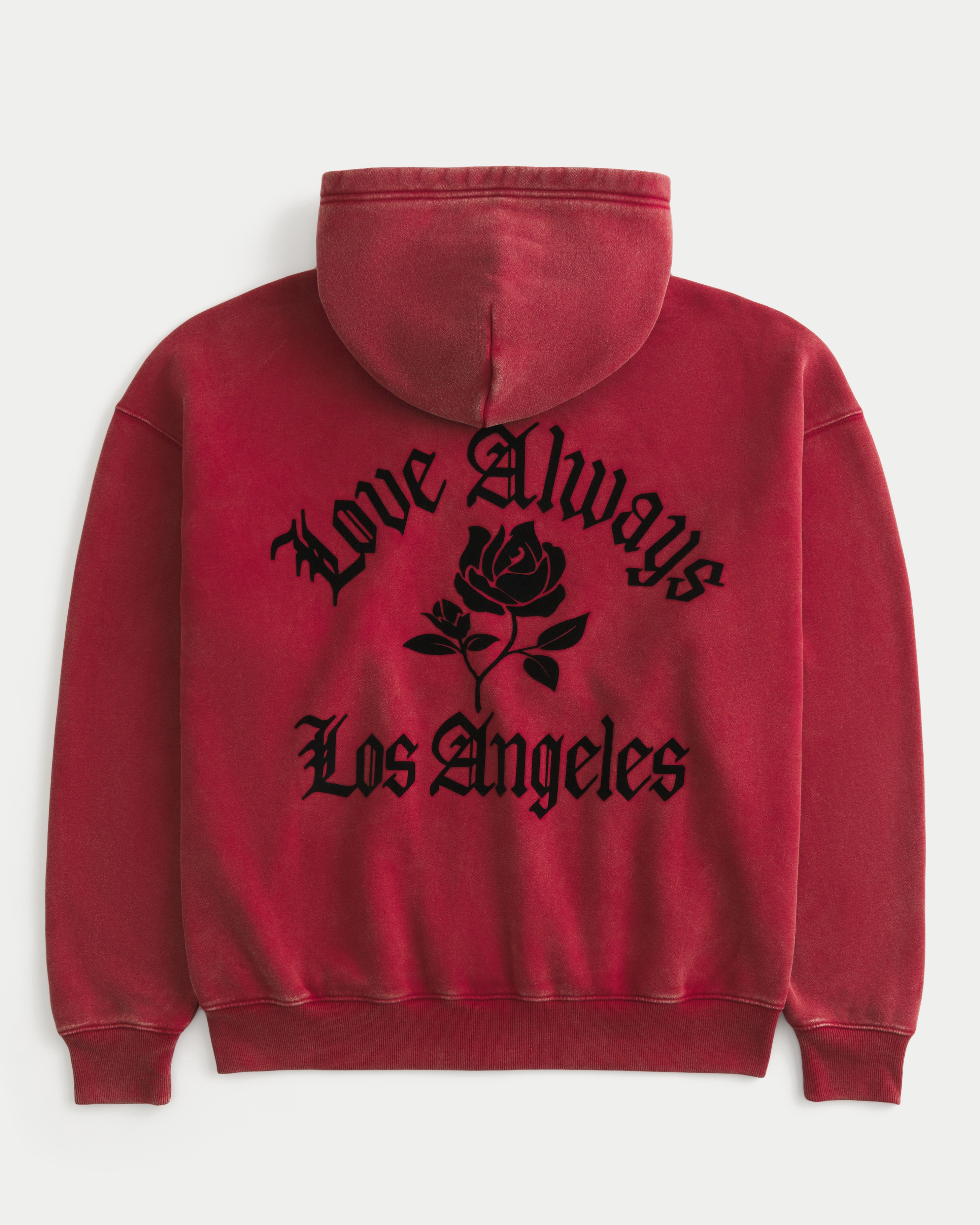 Boxy Rose Graphic Zip-Up Hoodie