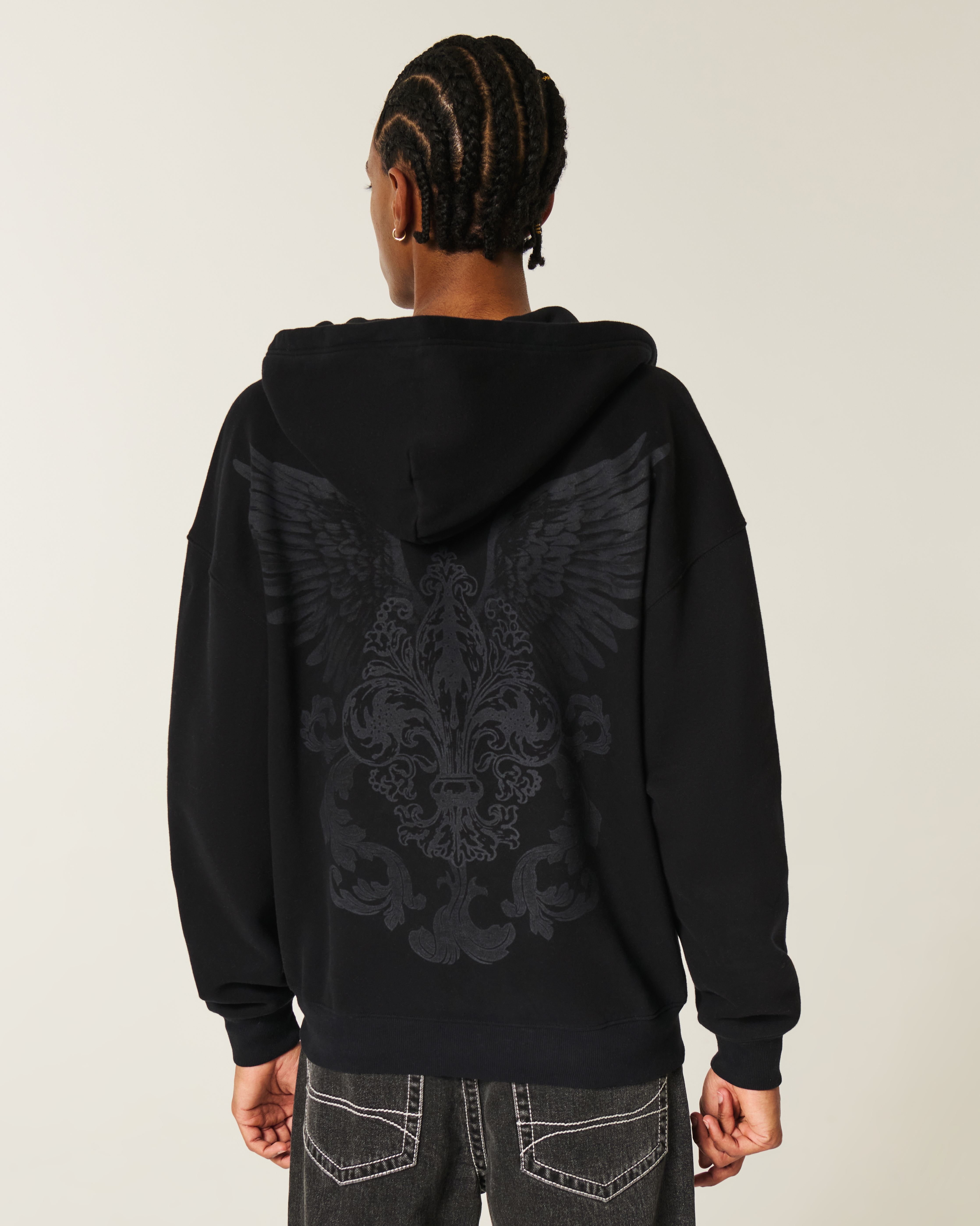 Boxy Graphic Zip-Up Hoodie