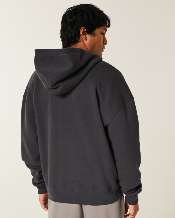 Boxy Heavy Daze Graphic Zip-Up Hoodie, Faded Black view 2