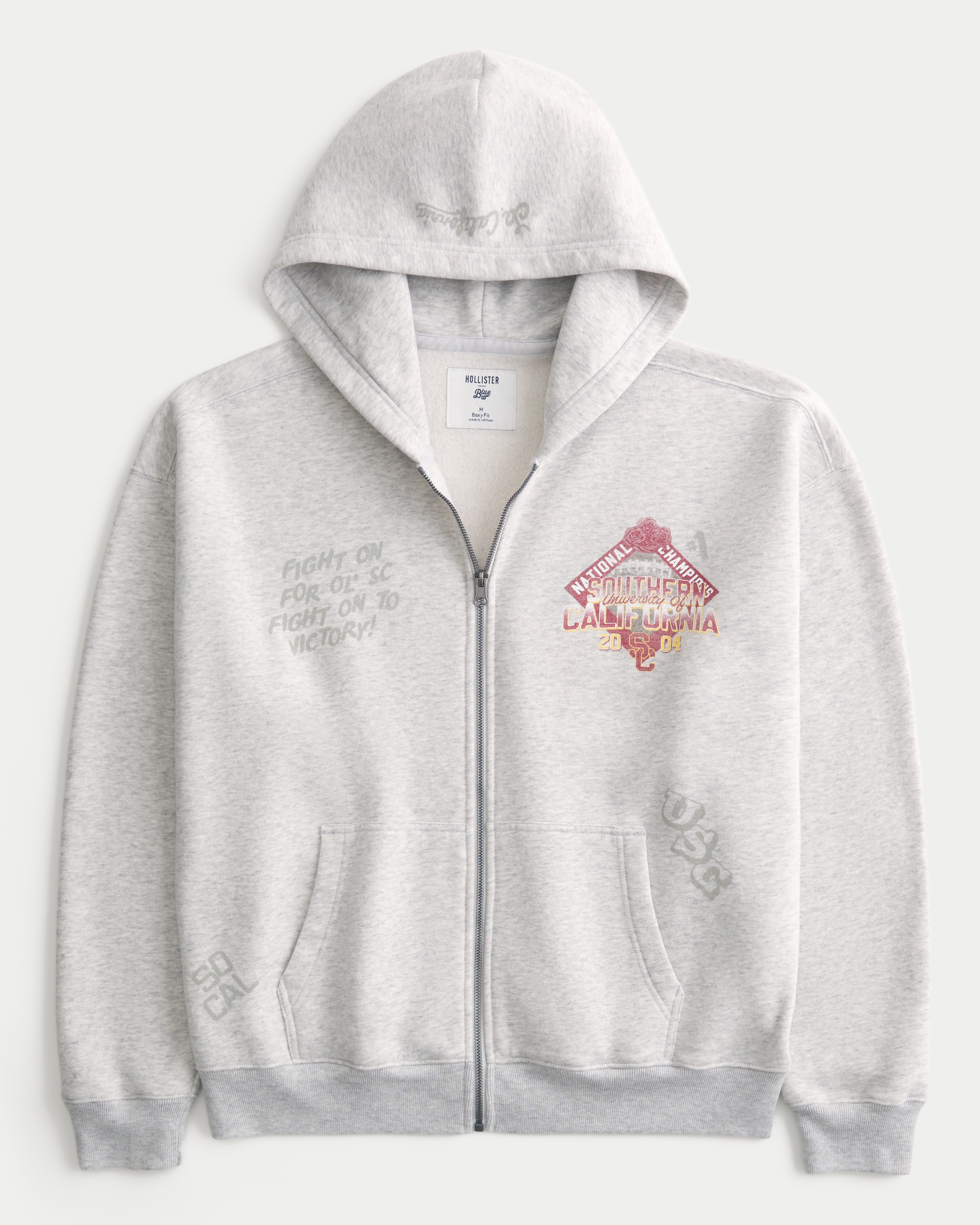Boxy University of Southern California Trojans Graphic Zip-Up Hoodie