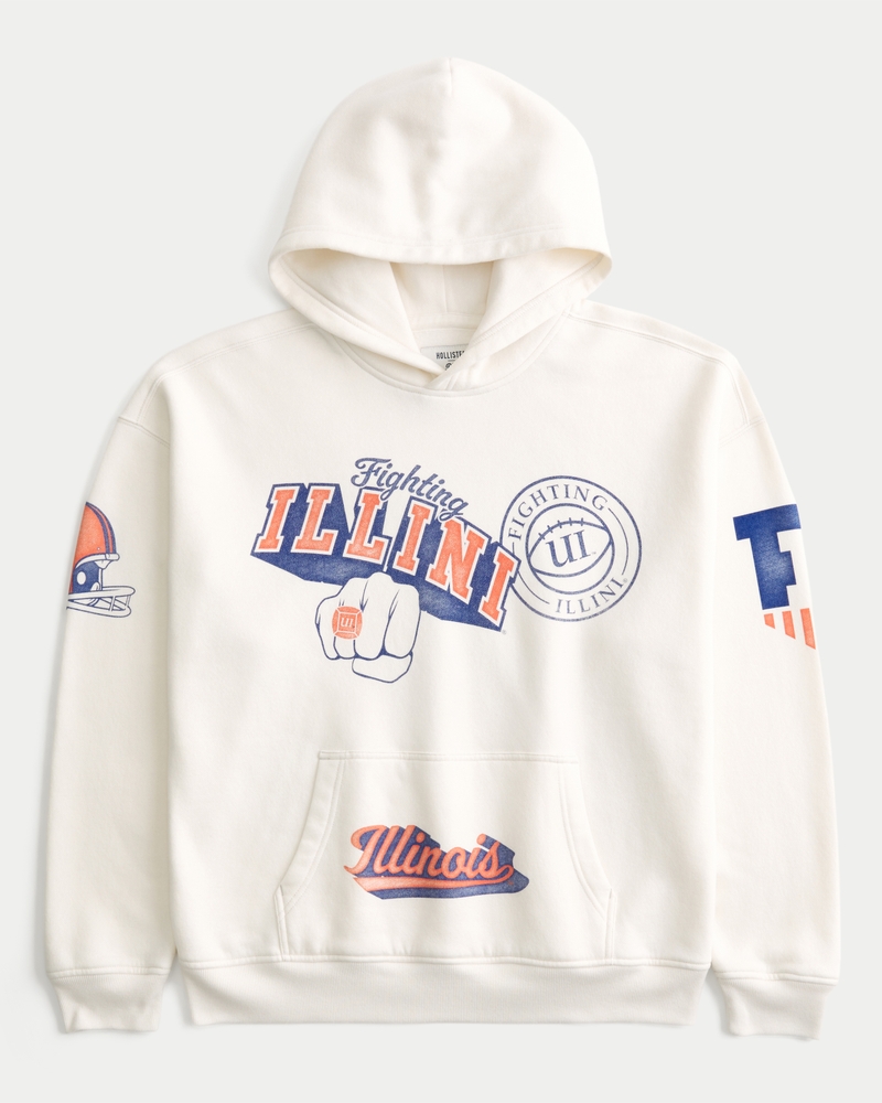 Boxy University of Illinois Fighting Illini Graphic Hoodie