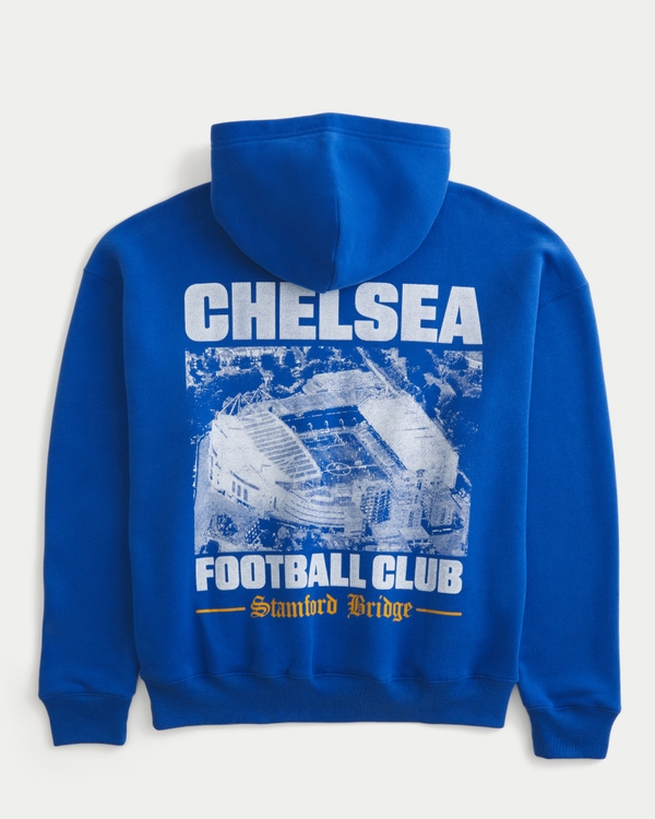 Boxy Chelsea FC Graphic Hoodie, Bright Blue view 1