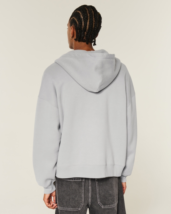 Rectangle Fit Zip-Up Hoodie, Gray view 2