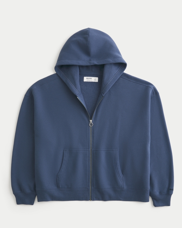 Rectangle Fit Zip-Up Hoodie, Faded Navy view 1