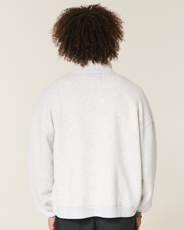 Rectangle Fit Quarter-Zip Sweatshirt, Light Grey Sd/texture view 2
