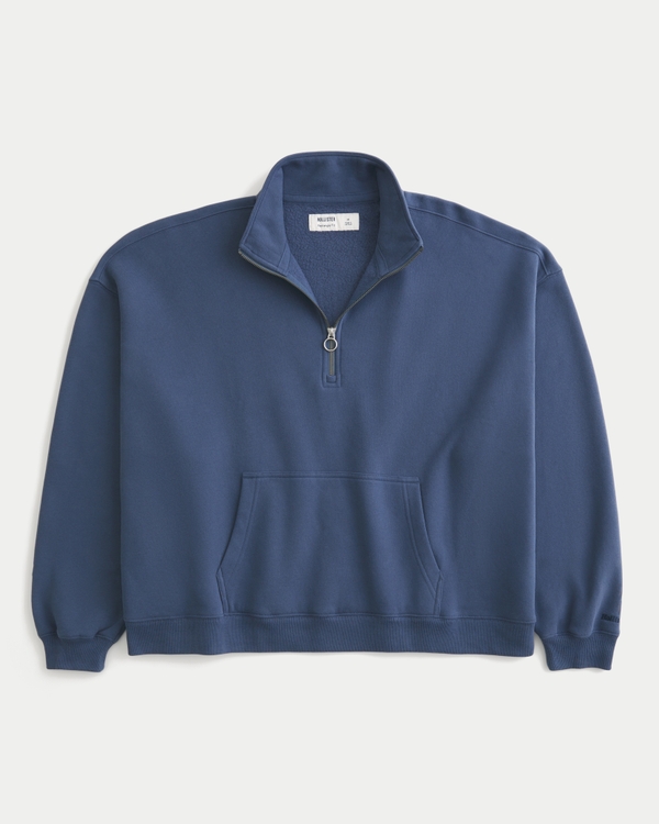 Rectangle Fit Quarter-Zip Sweatshirt, Faded Blue view 1