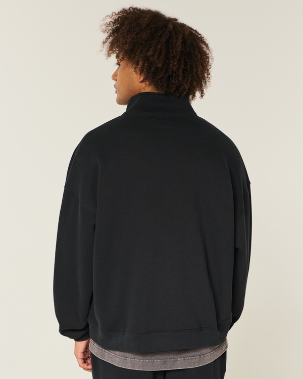 Rectangle Fit Quarter-Zip Sweatshirt, Black view 2