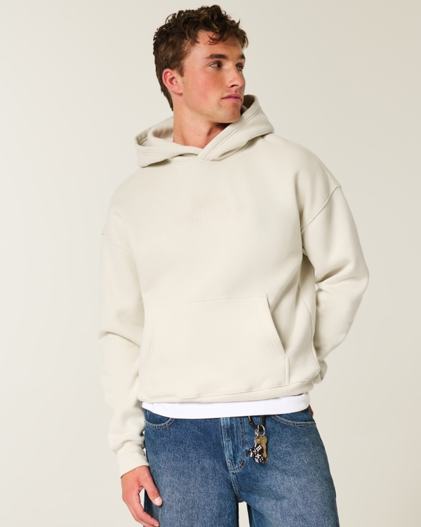 Boxy Los Angeles California Graphic Hoodie, Cream view 1