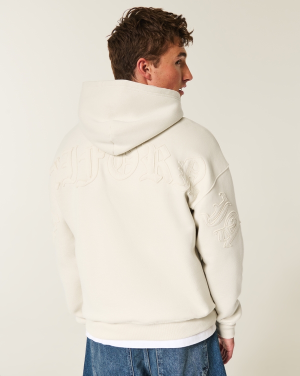 Boxy Los Angeles California Graphic Hoodie, Cream view 2
