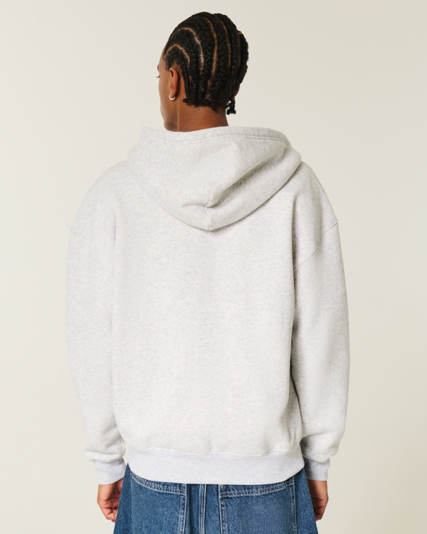 Boxy Hawaii Graphic Zip-Up Hoodie, Light Heather Gray view 2