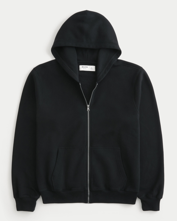 Slim Zip-Up Hoodie, Black view 1