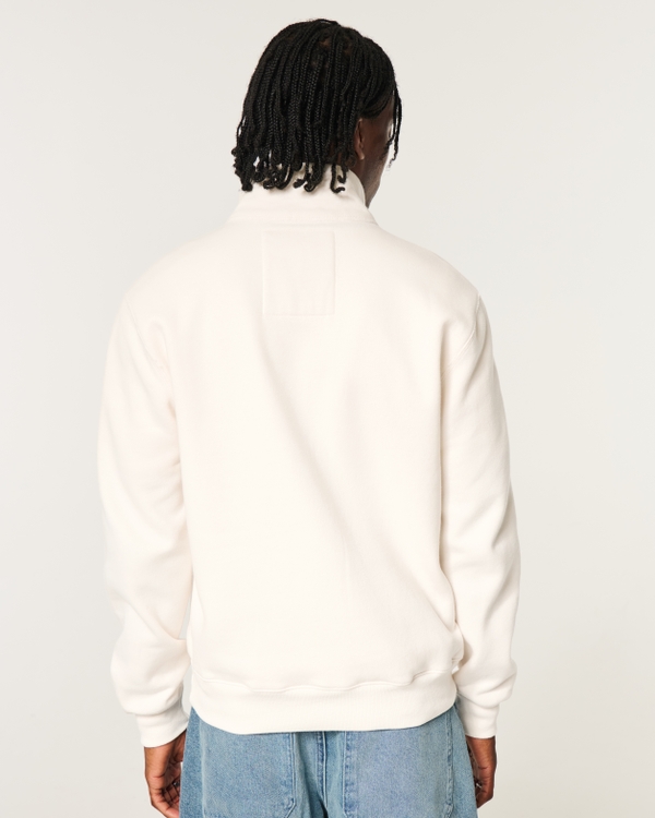 Vault Release Fleece Logo Graphic Henley, Cream view 2