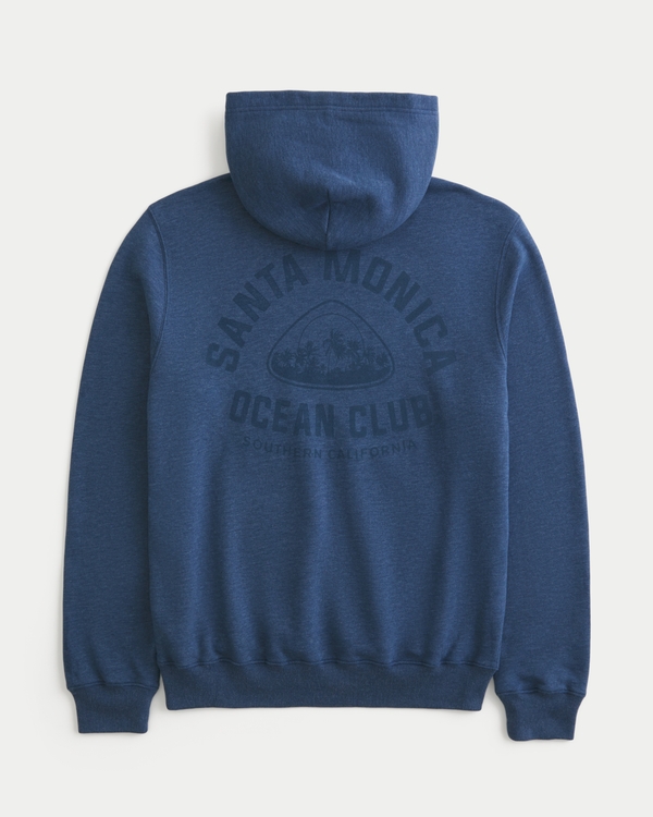 Santa Monica Ocean Club Graphic Hoodie, Faded Heather Navy view 1