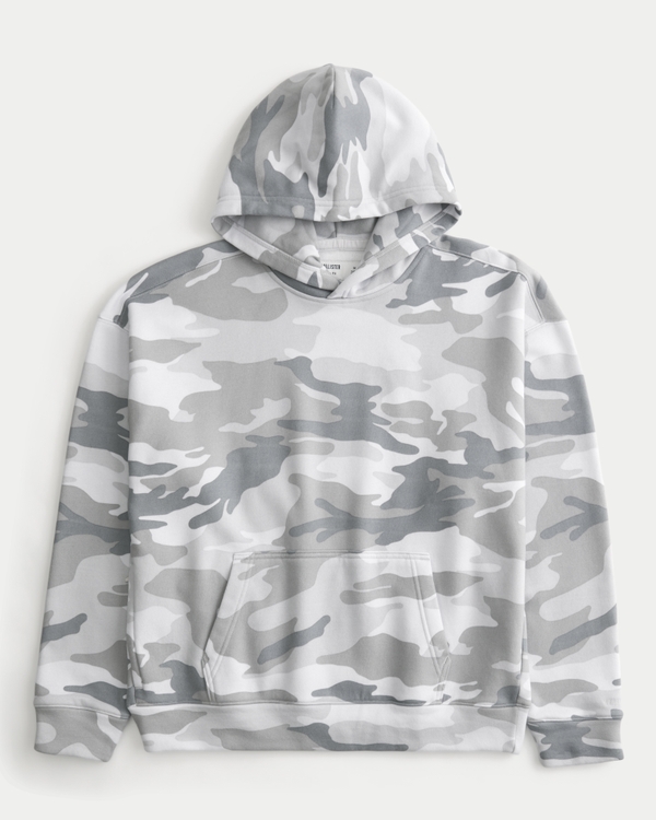 Boxy Camo Hoodie, Light Gray Camo view 1